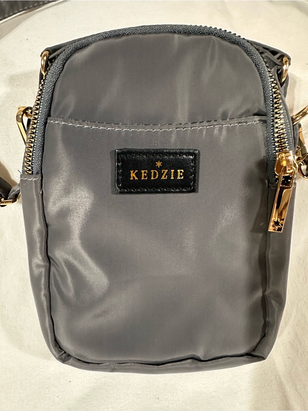 Kedzie Gray Crossbody Bag with Gold Accents